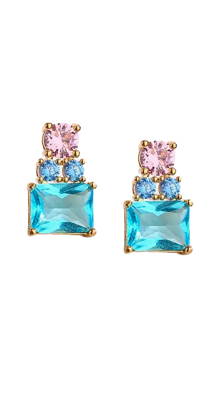 Pink and Blue Crystal Earrings