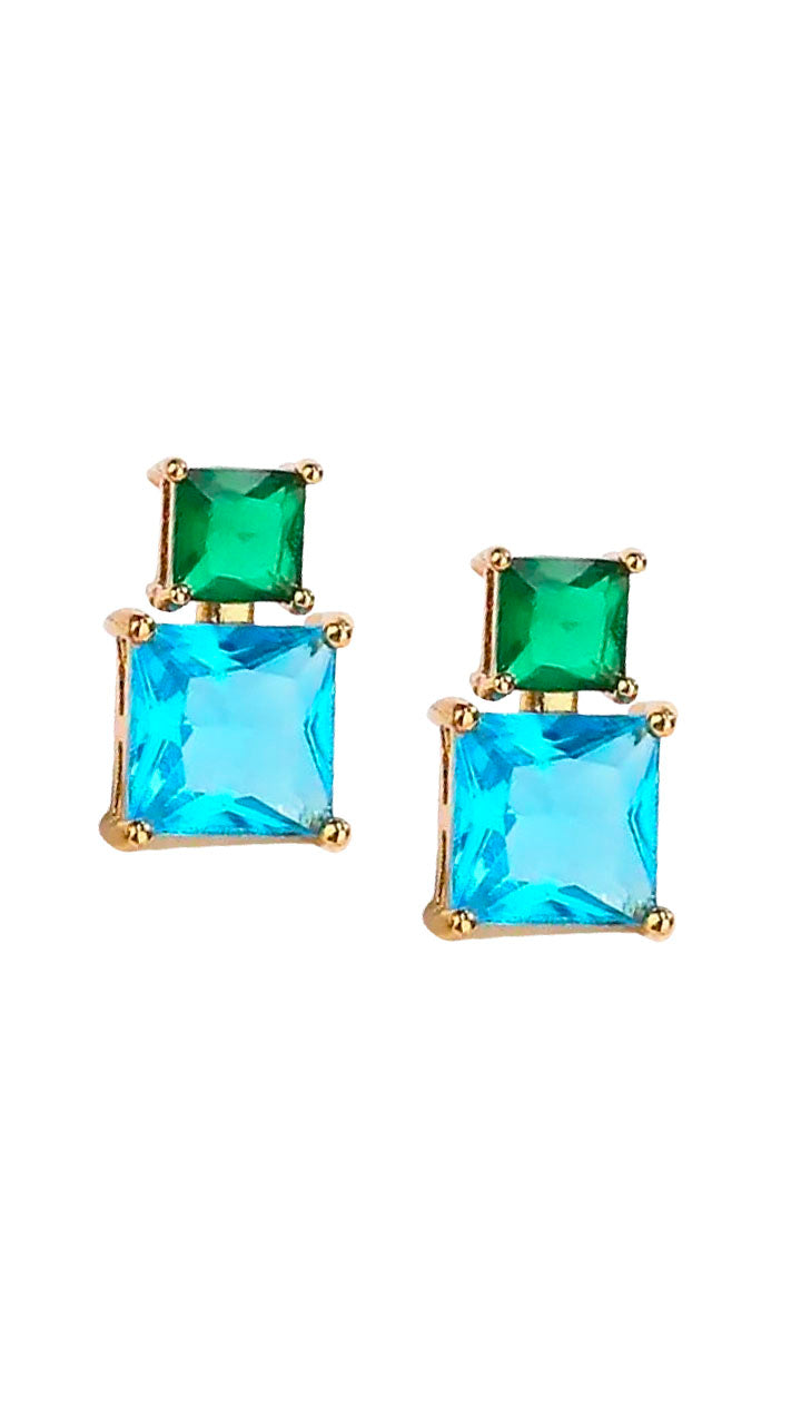 Green and Blue Crystal Earrings