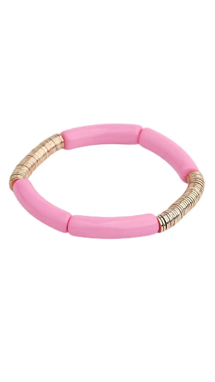 Pink and Gold Stretch Bracelet