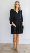 Shabby Sisters | Black Dress | Midi Dress | Feature Sleeves | Sizes 6 - 14 | Easy to Wear | Winter Dress | Curvy | Dress Up | 